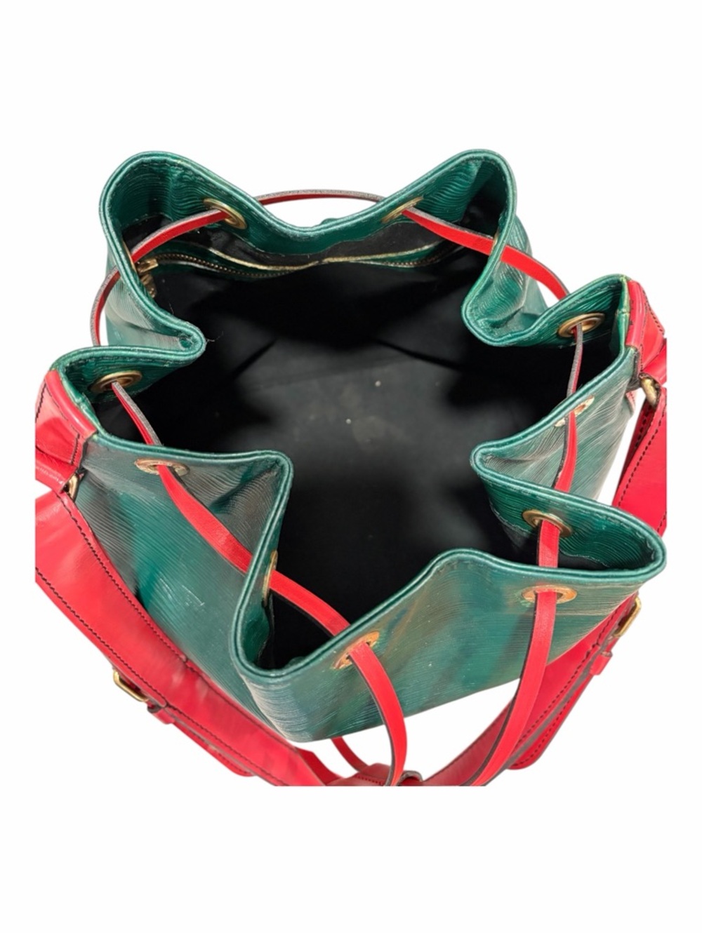 Louis Vuitton Epi Noé GM Restored Green & Red Vintage Bucket Bag - Picture 7 of 13